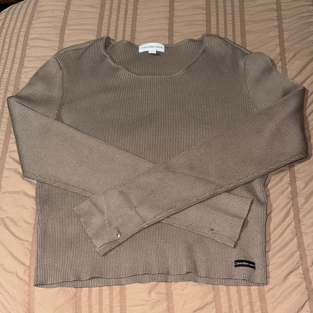 Calvin Klein Taupe Ribbed Top